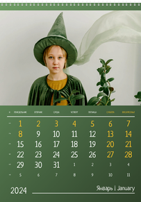 Вертикальные настенные перекидные календари - Зеленые