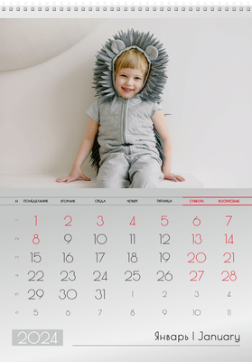 Вертикальные настенные перекидные календари - Серые Январь