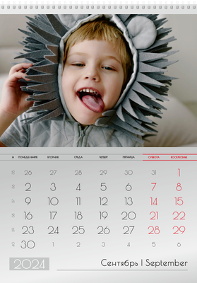 Вертикальные настенные перекидные календари - Серые Сентябрь